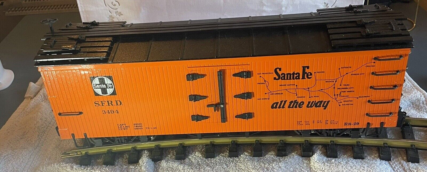 G Gauge Bachmann 93202 Santa Fe #3494 Woodside Reefer. Metal Wheels. C-7 Tested