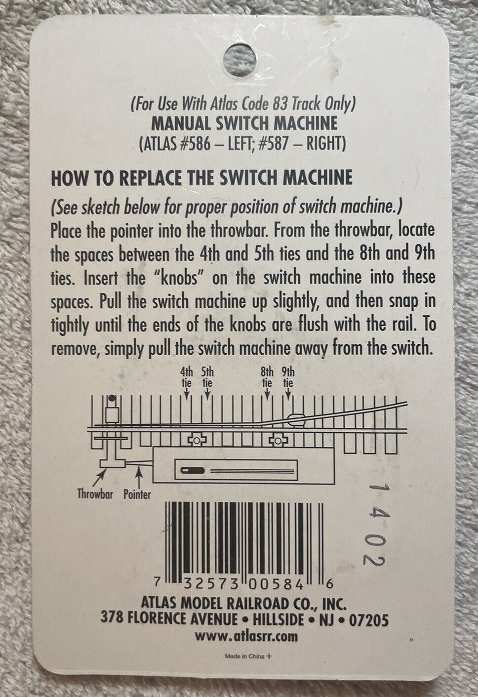 HO Scale Atlas #584 Switch Machine Left Code 83. C-10 Brand New