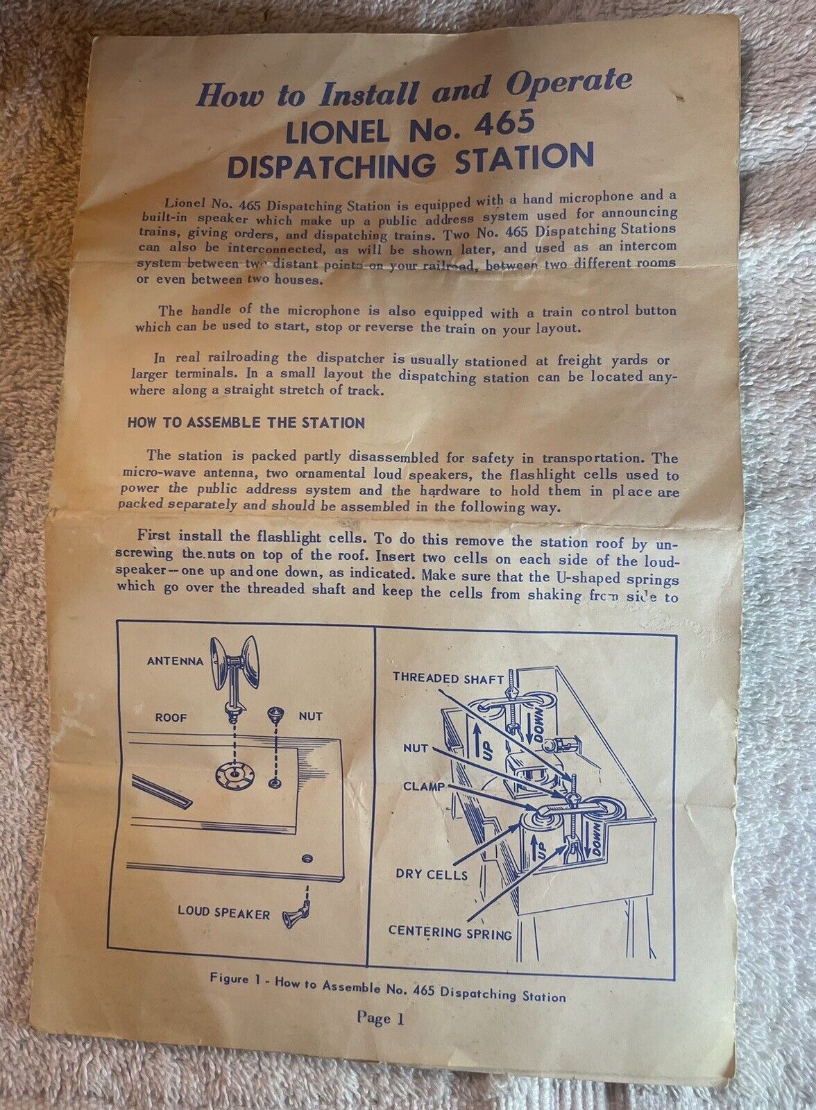 Lionel 465 Dispatching Station. TESTED! O Gauge C-6 Very Good in OB