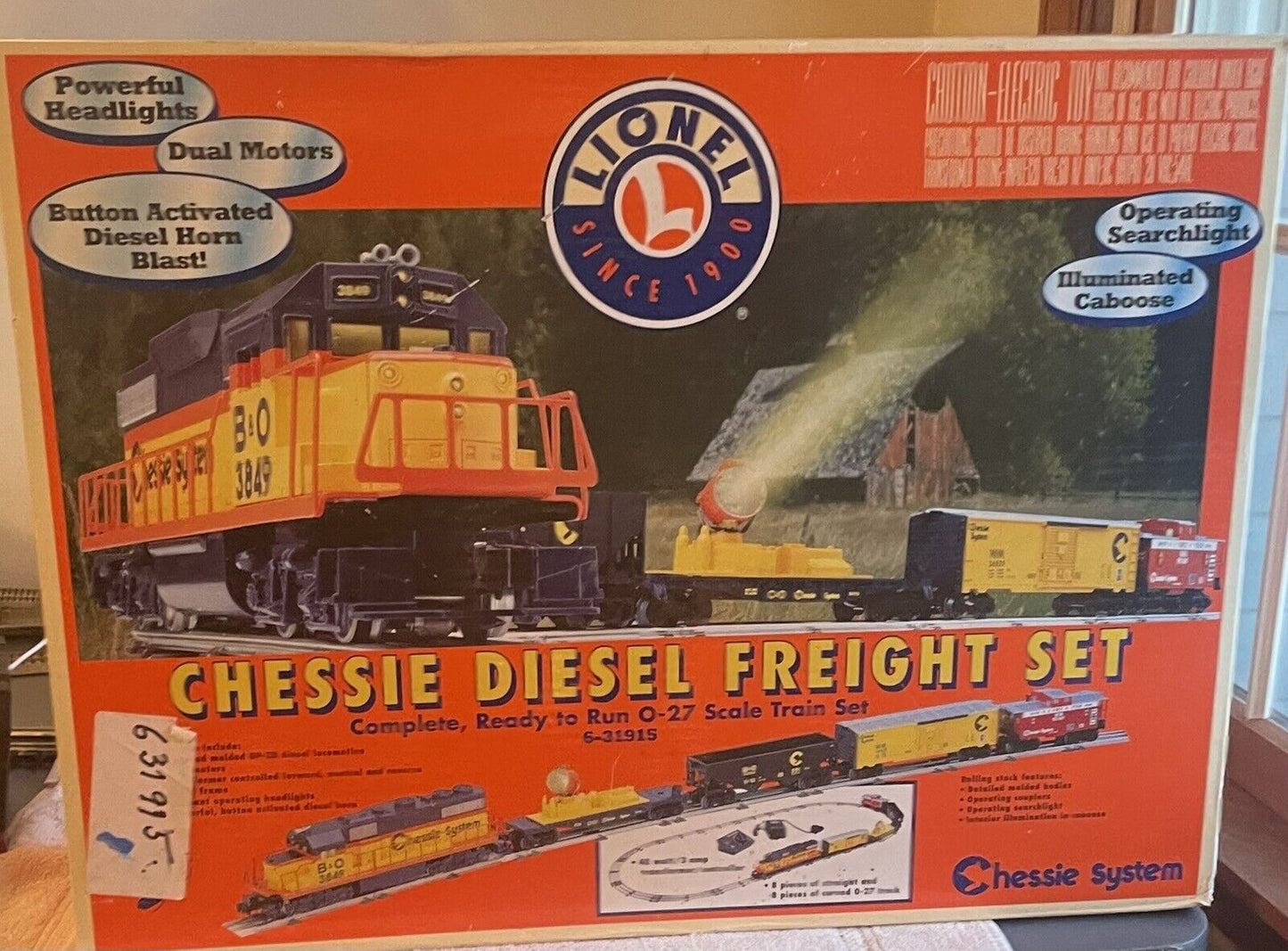 Lionel 6-31915 Chessie GP-38 O Gauge Diesel Freight Train Set LN/Box. No Hopper.
